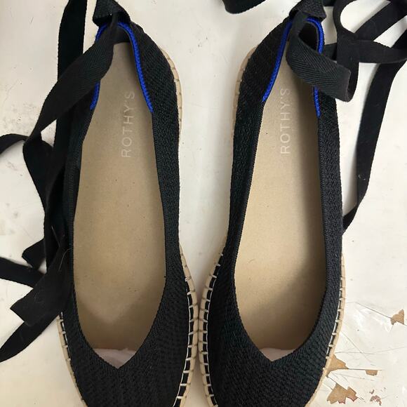 Rothy's The Espadrille Flats Black Size Women’s 12 LIKE NEW - Picture 13 of 16